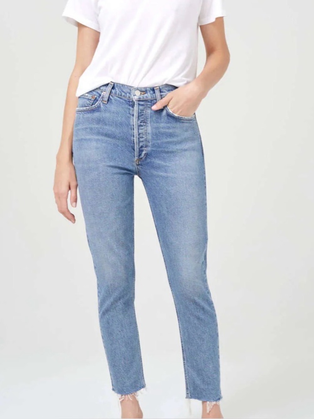 Agolde Nico High-Rise Straight Leg Jeans in Light Blue Size 27
